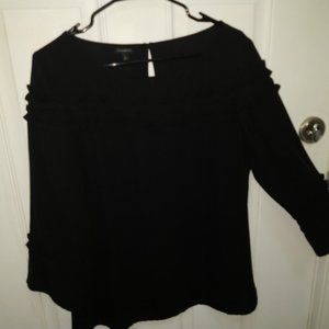 Talbots Black Ruffled Blouse Size L